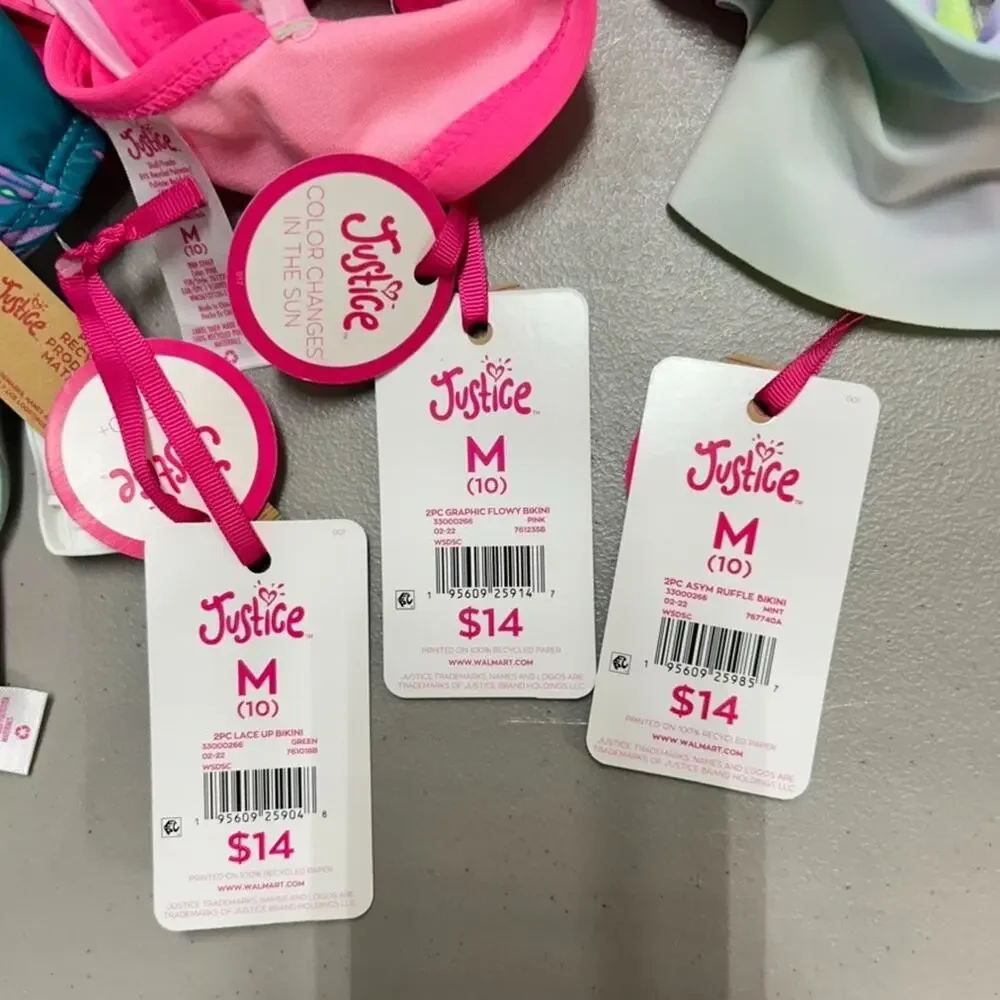 Justice Girls M 10 Bikini Swimsuit 6pc Lot Tie Dye Floral Mix Match UPF 50 NEW